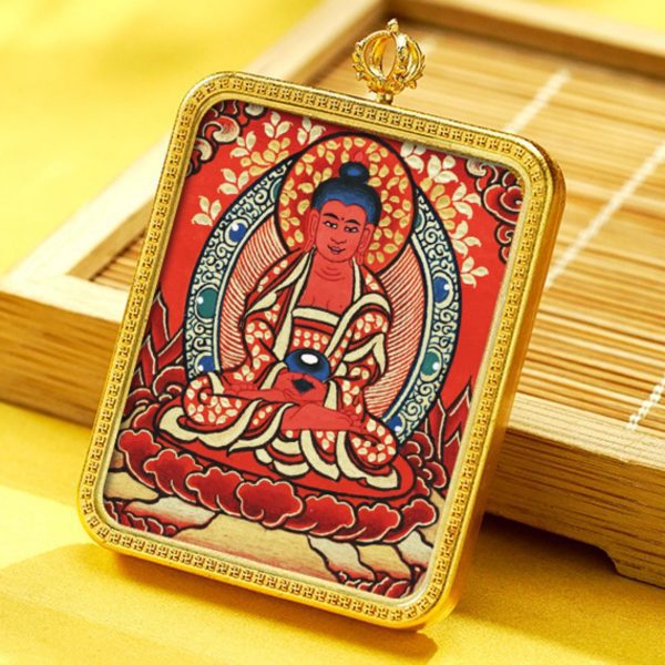 Mysterious gifts Hand-Painted Brass Tibetan Thangka Pendant Necklace Amulet