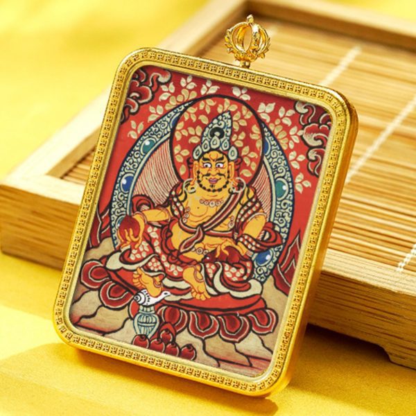 Mysterious gifts Hand-Painted Brass Tibetan Thangka Pendant Necklace Amulet