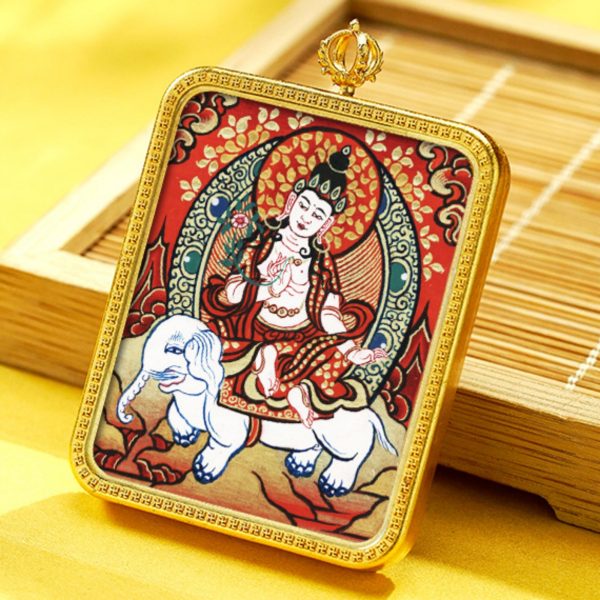 Mysterious gifts Hand-Painted Brass Tibetan Thangka Pendant Necklace Amulet