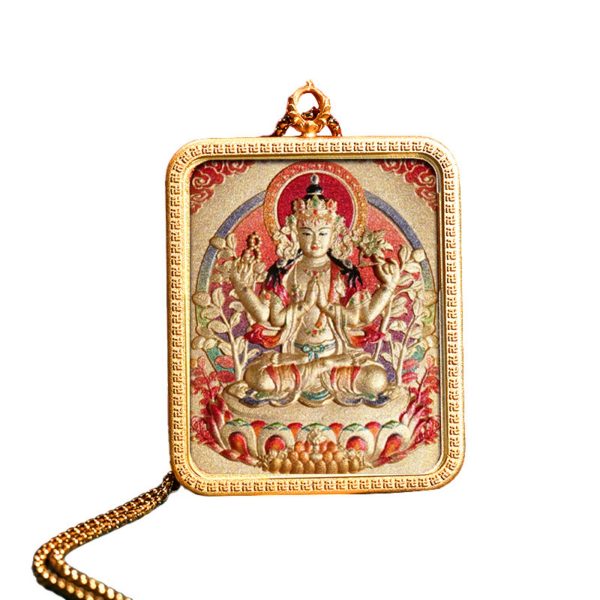 Mysterious gifts Hand-Carved Tibetan Thangka Buddha Pendant Necklace