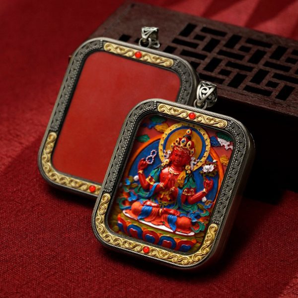 Mysterious gifts Hand-Painted Thangka Buddha Pendant (Ga Wu Box)