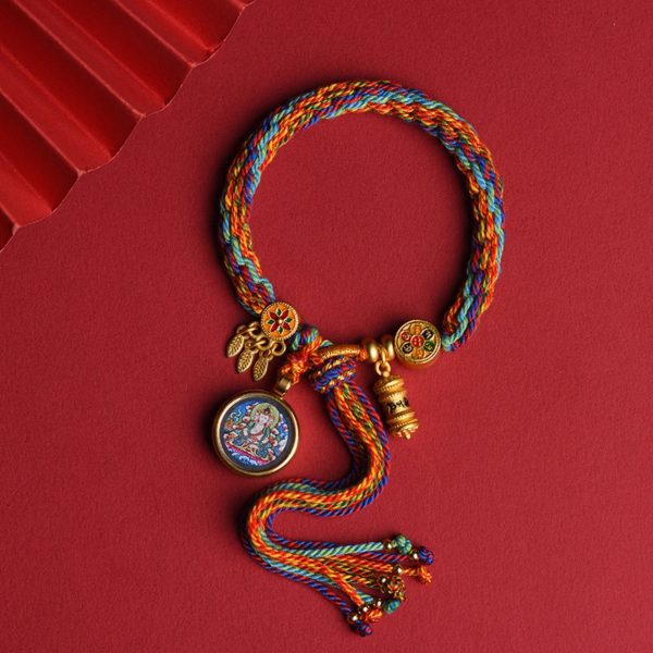 Tibetan Handwoven Thangka Protector Buddha Cotton Bracelet